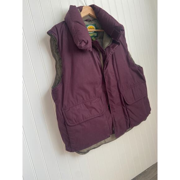 Cabelas Premiere Northern Goose Down Fill Vest Mens Large Burgundy Hunt Camp - Picture 2 of 4